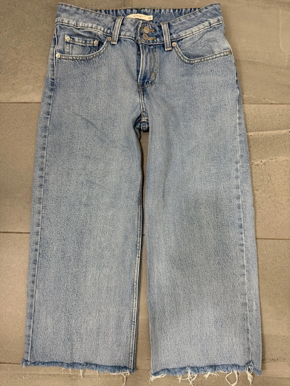 Levi's Lowrise Superlow Lightwash straight leg loose baggy blue denim jeans